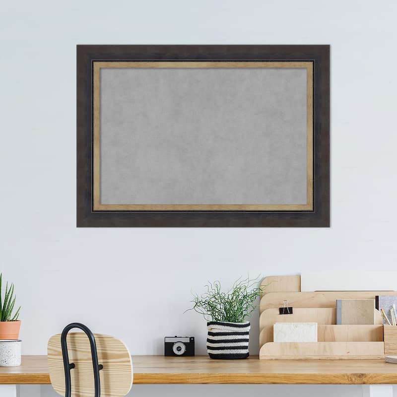 Amanti Art Hammered Charcoal Tan Framed Magnetic Board