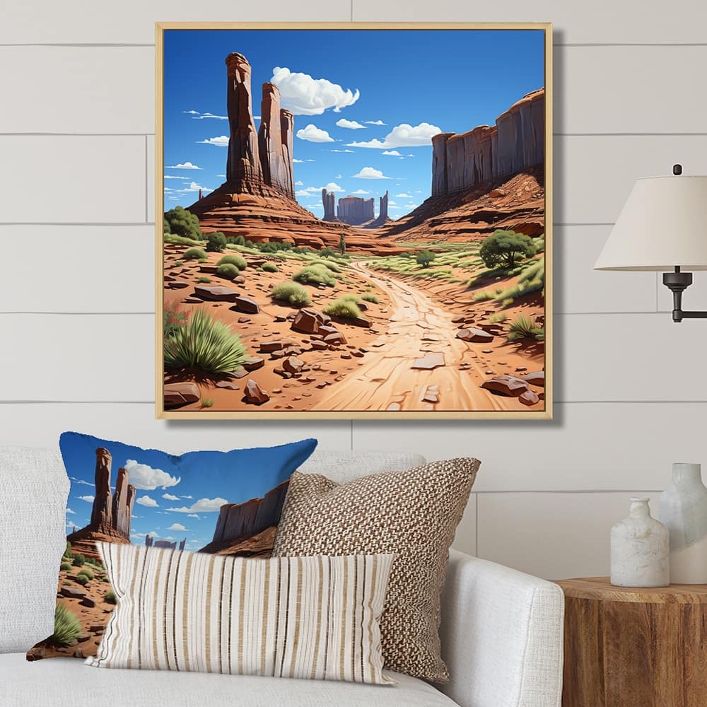 Designart "In The Wild West Desert Of Nevada" Western Green Wall Decor - Southwestern Entryway Framed Wall Art Print