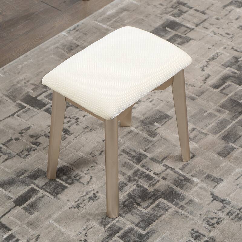 Contemporary Wood Vanity and Stool Set