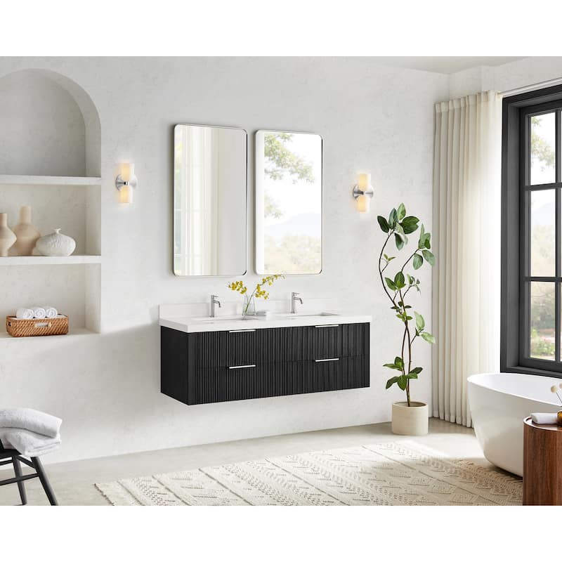 Barcelona Floating Bath Vanity with Quartz Stone Top without Mirror