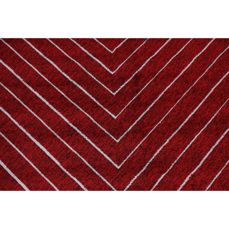 Red Chevron Style Transitional Oriental Turkish Rug Modern Carpet