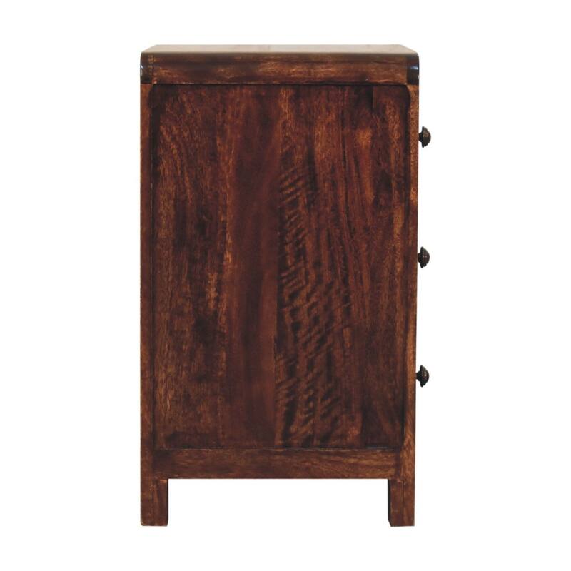 HomeRoots 24" Walnut Solid Wood Three Drawer Nightstand