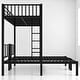 preview thumbnail 8 of 10, Triple Bunk Bed,Metal Twin Over Twin & Twin Beds with Ladder, Guardrails, Shelf & Table, Convertible L-Shaped Design
