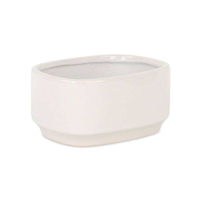Elegora Wide Curved Rectangular Ceramic Pot - Off White - Large