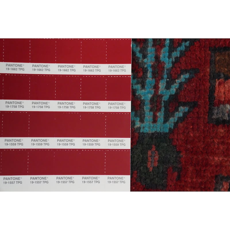 Hand Knotted Oriental 100% Wool Carpet Traditional Tribal Red Heriz Runner Rug - 13' 1'' X 3' 8''