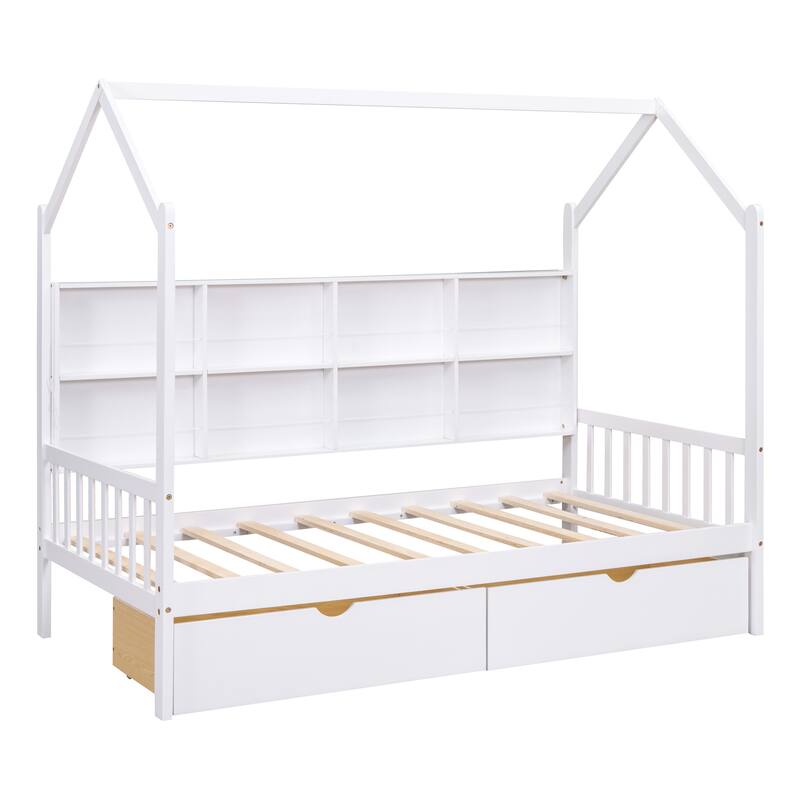 Kids Bed with Storage Shelf