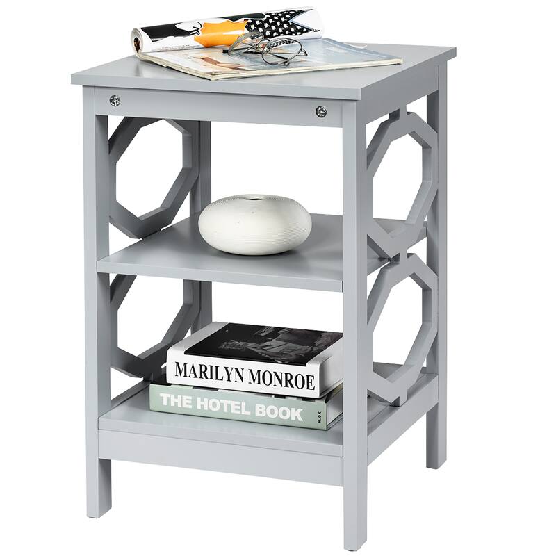 Costway 3-tier Nightstand Sofa Side End Accent Table Storage Display