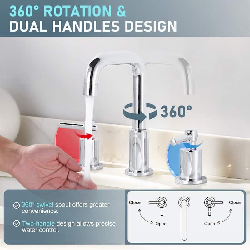 WOWOW 8 in. Widespread Double Handle Bathroom Faucet