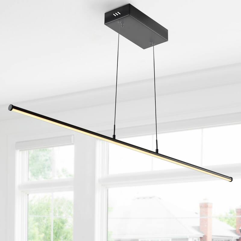 Ali 39.5" Dimmable Adjustable Integrated LED Metal Linear Pendant, by JONATHAN Y