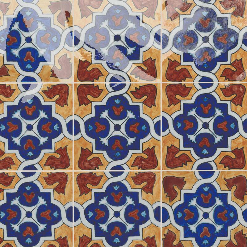 Merola Tile Provincial Deco Alhambra 6" x 6" Porcelain Wall Tile - (1 Tile)