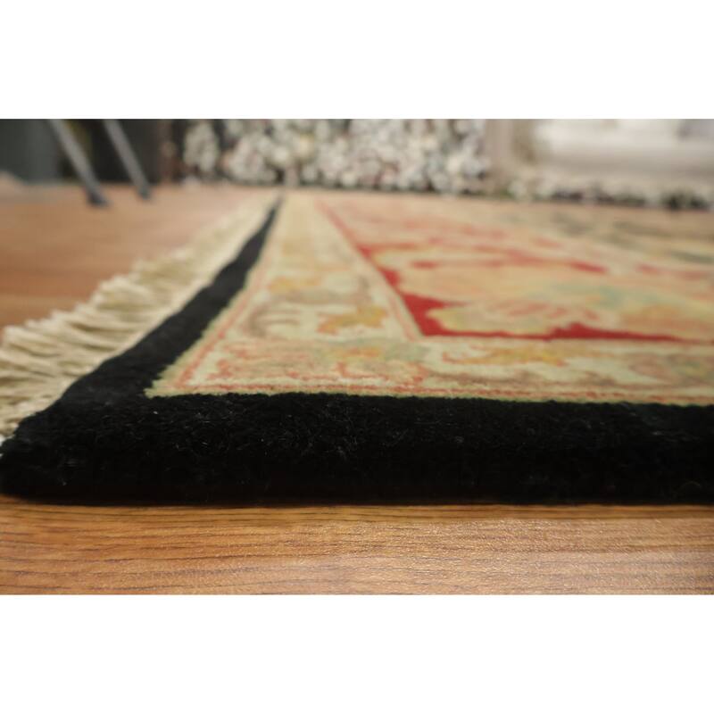 Hand Knotted Oriental 100% Wool Carpet Traditional All-Over Black Heriz (serapi) Area Rug - 9' 10'' X 8' 0''