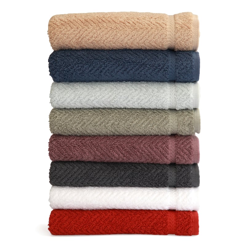 Authentic Hotel and Spa Herringbone Weave Turkish Cotton Washcloth (Set of 6)