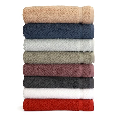 Authentic Hotel and Spa Herringbone Weave Turkish Cotton Washcloth (Set of 6)