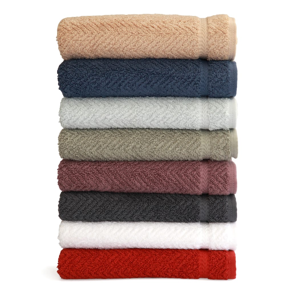 Authentic Hotel and Spa Herringbone Weave Turkish Cotton Washcloth (Set of 6)