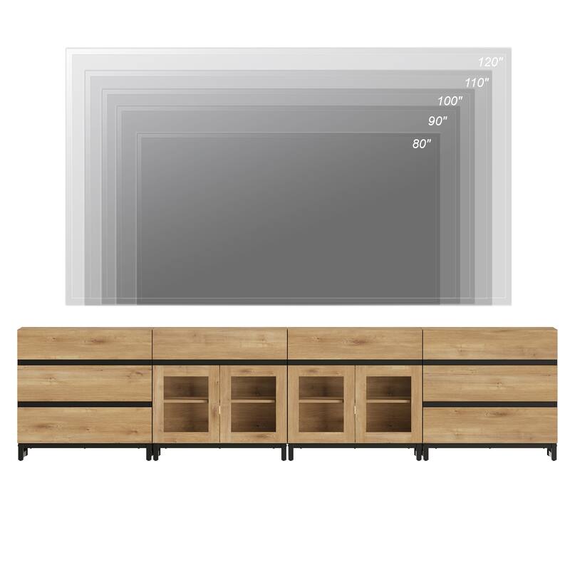 Dresser with Glass Doors, 4 in 1 Modern Chest of Drawers with Adjustable Shelves and 8 Drawers, Closet Organizers for Bedroom