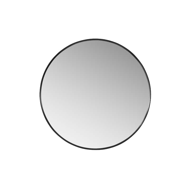 Vinnova Cascante Round Metal Wall Mirror - 35.4 in. W x 35.4 in. H - Brushed Black
