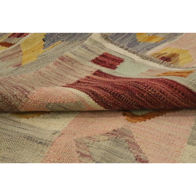 Hand Woven Oriental 100% Wool Carpet Southwestern Tribal Multi-Colored Kilim Area Rug - 5' 11'' X 4' 1''