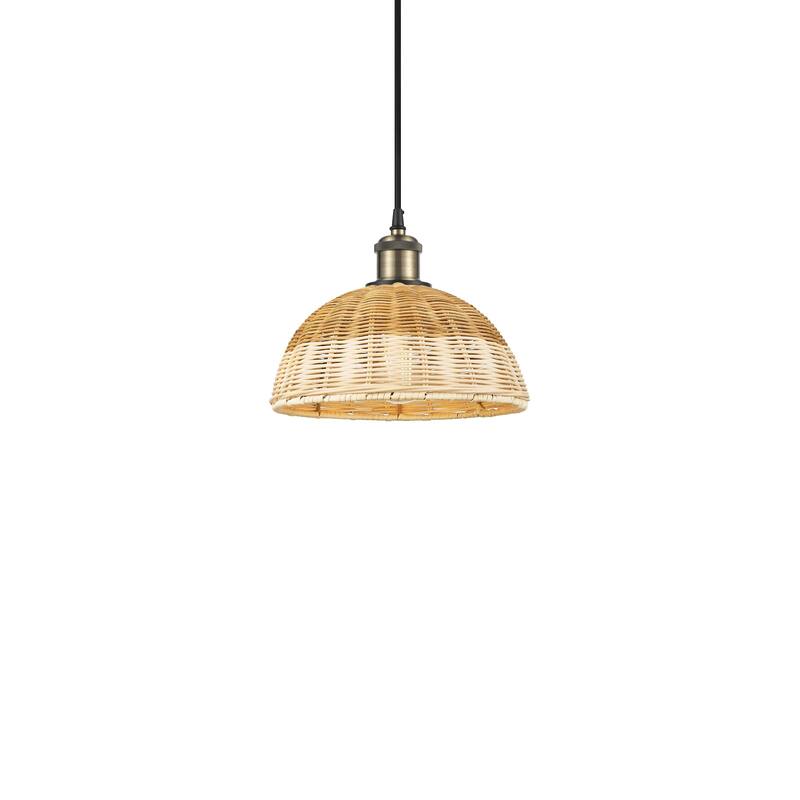 Innovations Lighting 516-1P-8-9 Bristol Natural II Pendant Bristol - Black Antique Brass / Natural