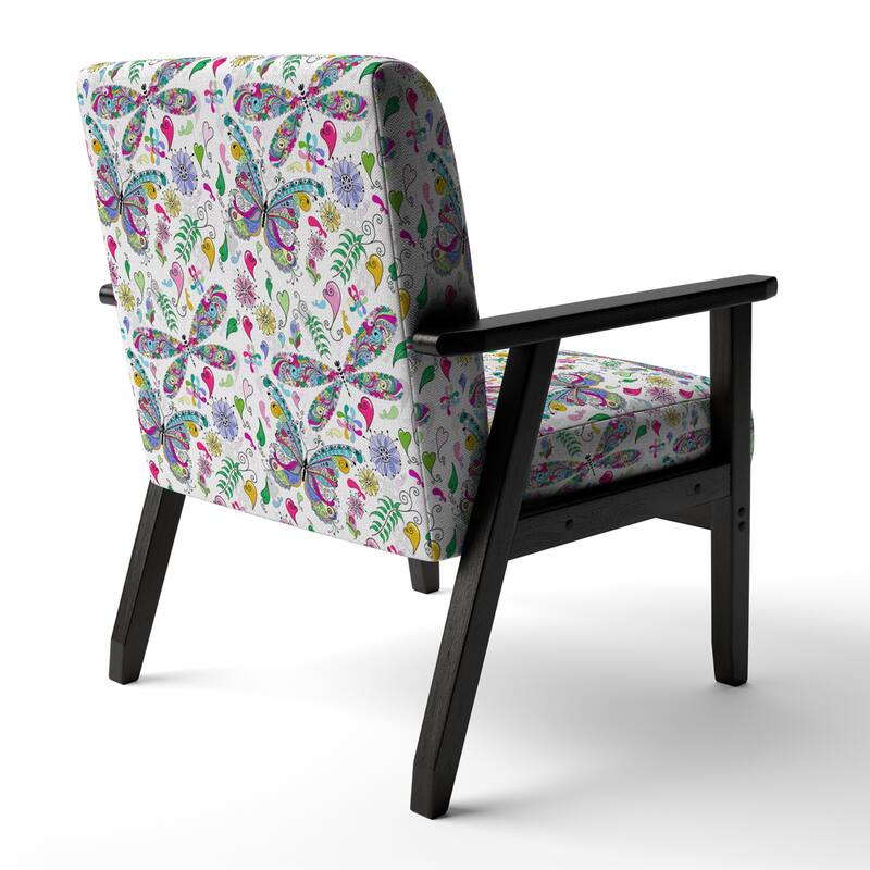 Designart "Multicolor Floral Paisley" Upholstered Patterned Accent Chair and Arm Chair