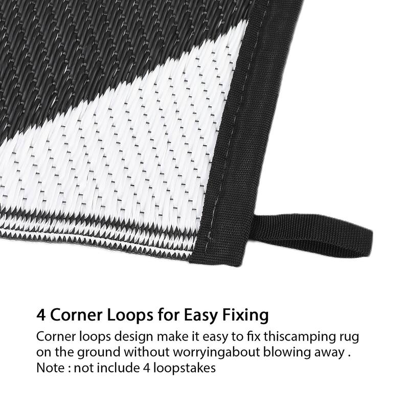 Outdoor Rug Waterproof Reversible Rug Plastic Straw Rug Checkered Floor Mat Outside Carpet for Camping RV Backyard Patio