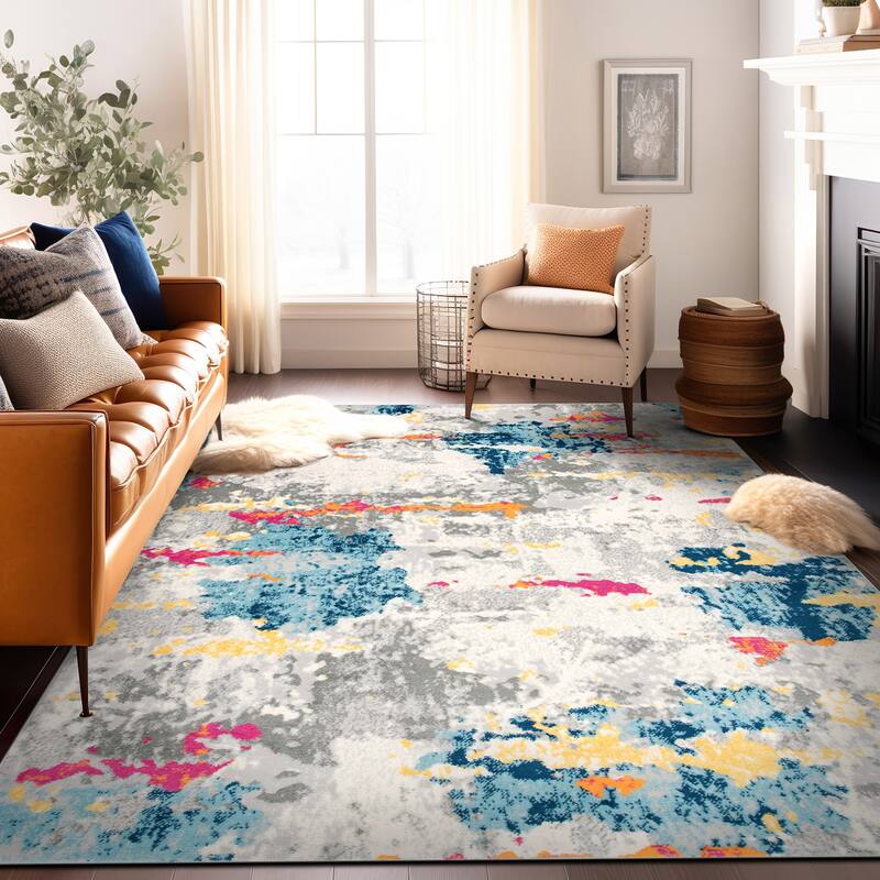 Porch & Den Tanoak Distressed Abstract Pattern Area Rug