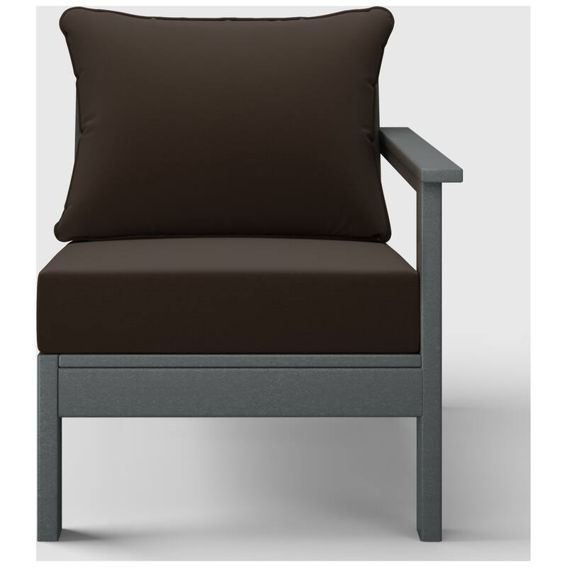 Birchwood All Weather HDPE Outdoor Patio Deep Seating Gray Right Arm Facing Chair With Cushions (1-Piece)