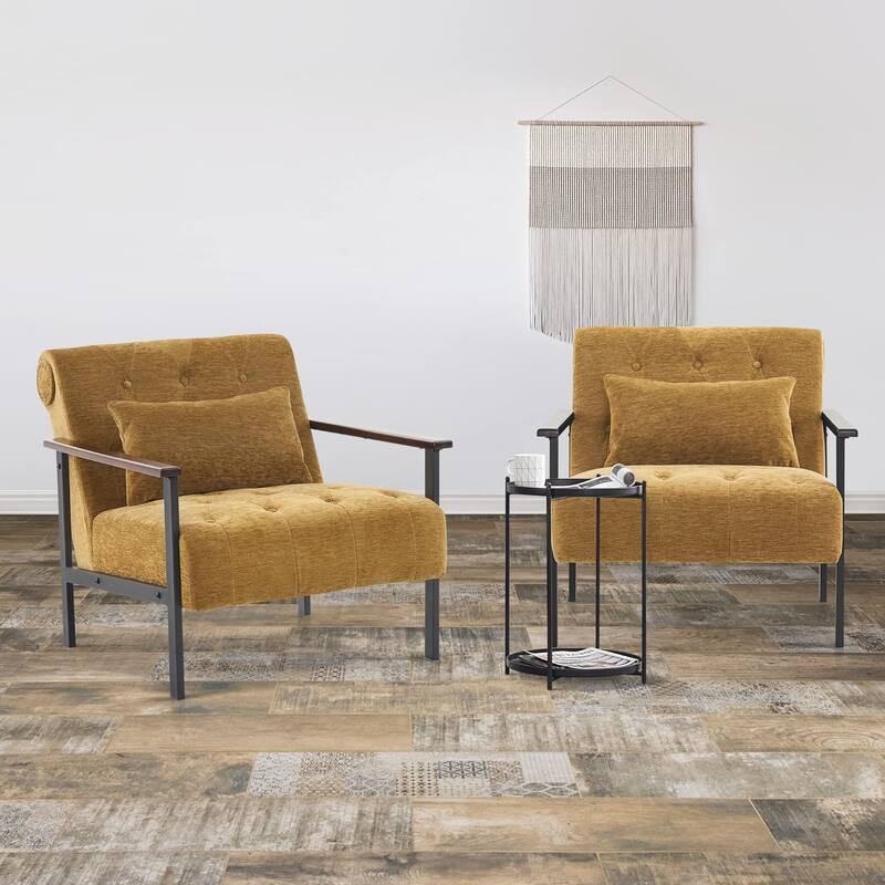 MCombo set of 2 Modern Accent, Ergonomics Lounge Chair for Living Room, Chenille, HQ417