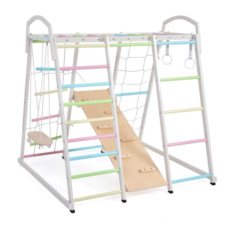 Colorful Multifunctional Steel and Wood Climbing Frame