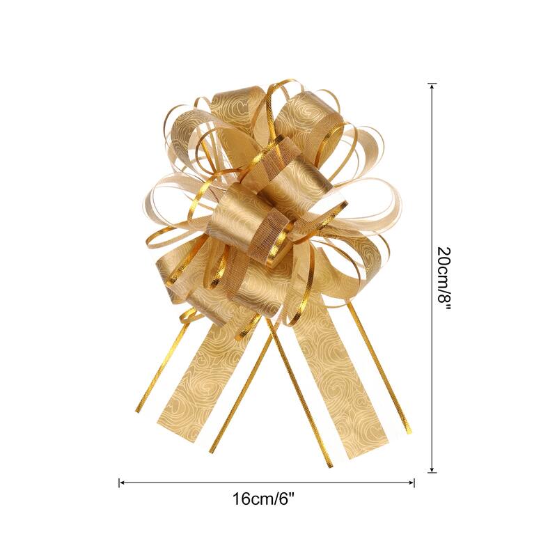20pcs Large Pull Bow Gift Wrapping Bows Ribbon Organza for Wedding - Gold - 6 Inch