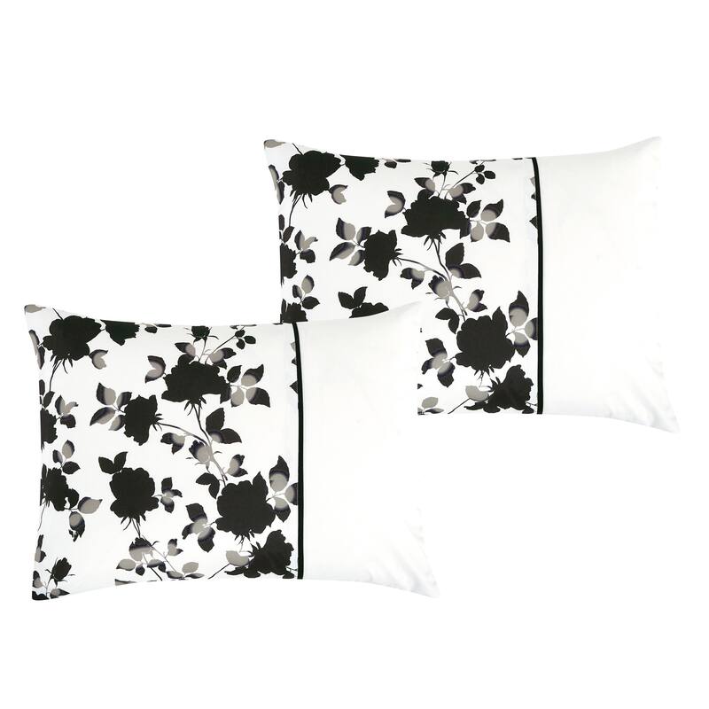Shatex Kona 7 Pieces Ink Wash Flowers Bedding Comforter Set All-season Reversible Bed in a Bag