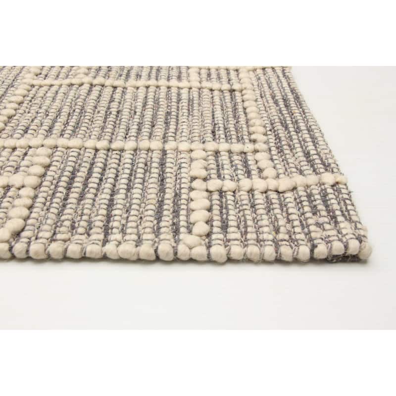 ECARPETGALLERY Braid weave Sienna Grey Wool Rug - 5'0 x 7'9