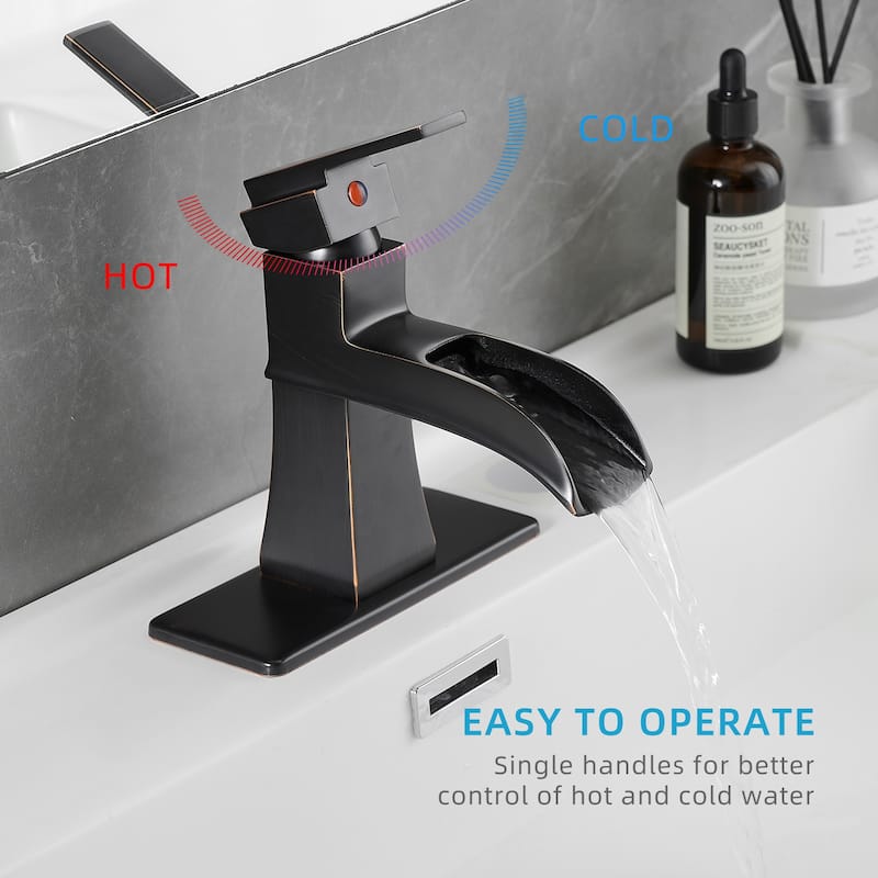 Topcraft Single Handle Waterfall Bathroom Faucet with Baseplate