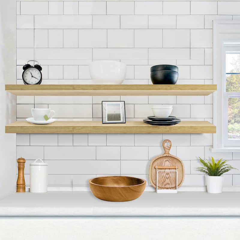 Sorbus Floating Shelves for Wall - 55 Inch Extra-Long Bathroom Shelves - Mounted Floating Shelf with Hidden Brackets (2 Pack)