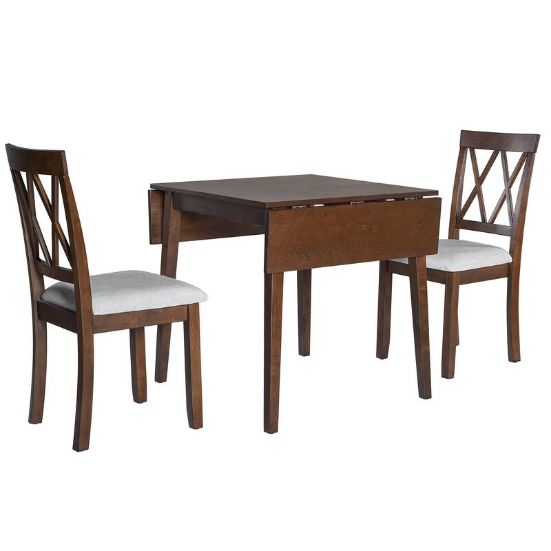 Roomfitters Foldable Dining Table Set, 5 Piece Drop Leaf Kitchen Table with 4 Upholstered Chairs, Space Saving Design