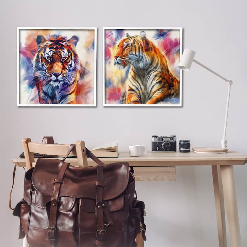 Stupell In The Wild Fierce Tiger Framed Giclee Art Design By Kim Allen (Set of 2)