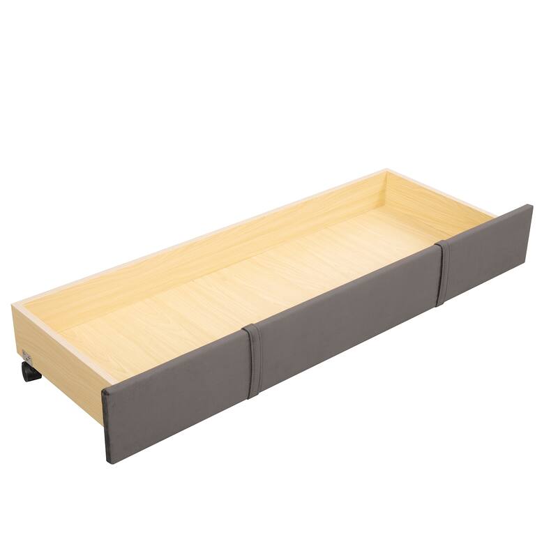 Storage Bed Velvet Upholstered Platform Bed with a Big Drawer