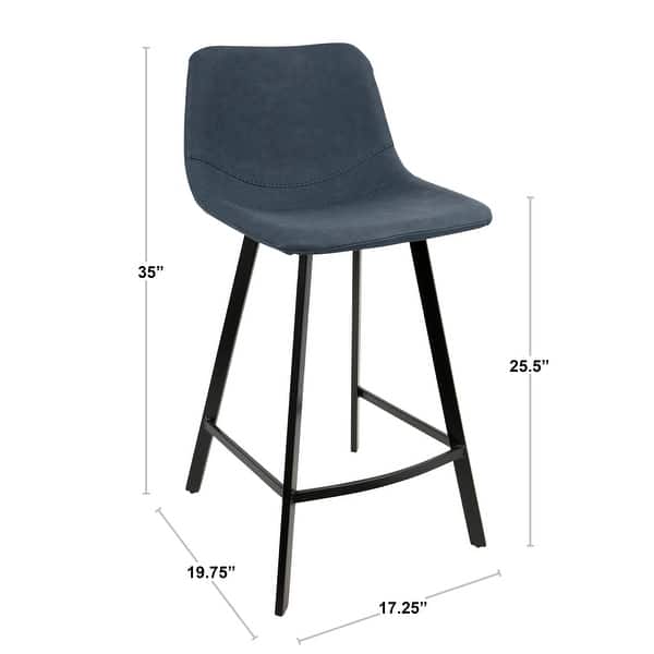 dimension image slide 1 of 3, Outlaw Industrial Counter Stool in Metal and Faux Leather (Set of 2)
