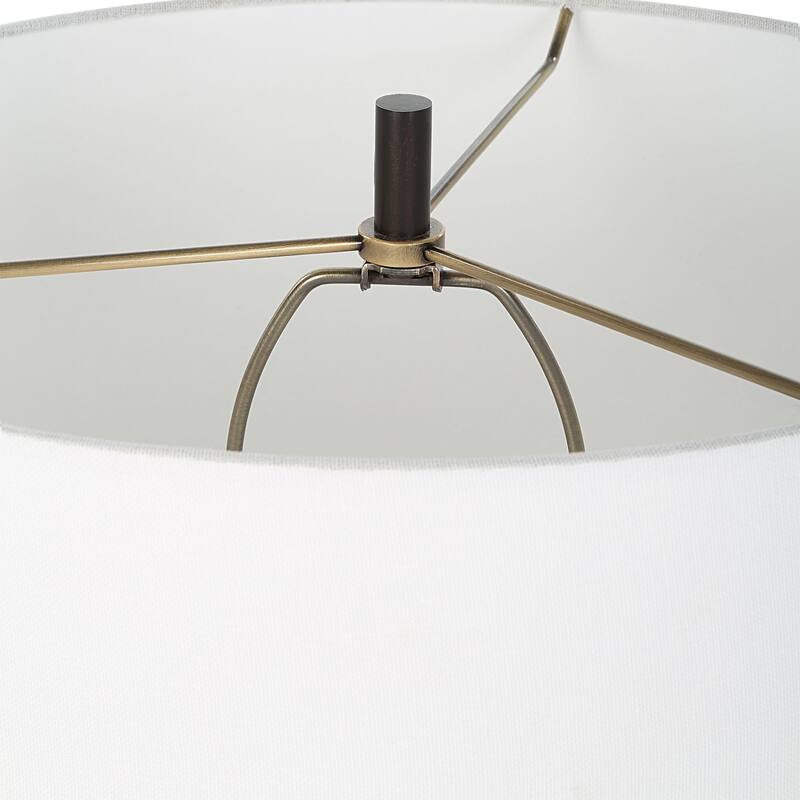 Crackled Table Lamp with Tapered Shade - 30.5" - White and Black