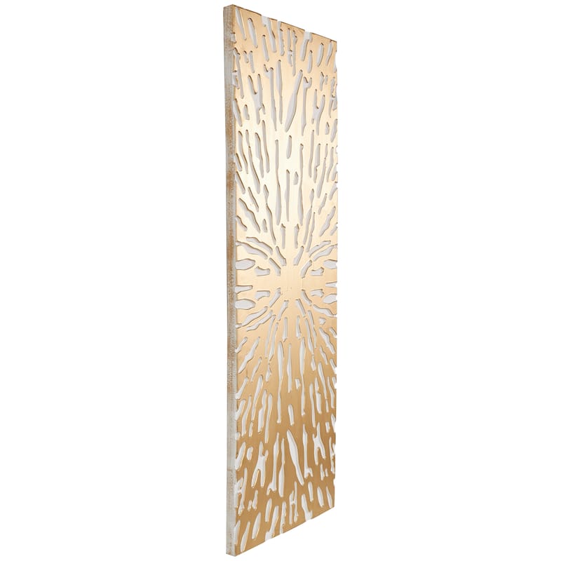Gold Wooden Abstract Carved Starburst Wall Decor with White Backing