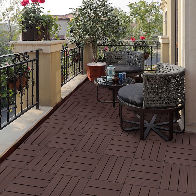 Plastic Interlocking Deck Tiles, 12.00"x12.00"(Pack of 44), Patio Flooring Outdoor Waterproof All Weather Use for Garden