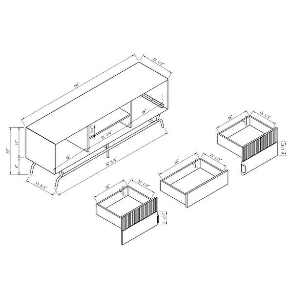 DH BASIC Modern Sage Green 60inch 3Drawer Media TV Stand by