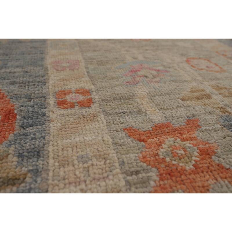 Vegetable Dye Oushak Turkish Rug Hand-Knotted Transitional Wool Carpet - 9'0"x 11'8"