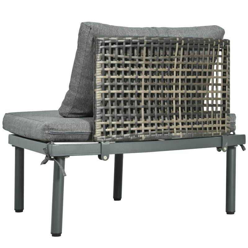 6/8-Piece Half Moon PE Wicker Patio Sectional Set with Dual Coffee Tables