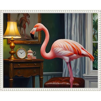 Flamingos Cozy Corner by Kintsugi99 Framed Canvas Wall Art