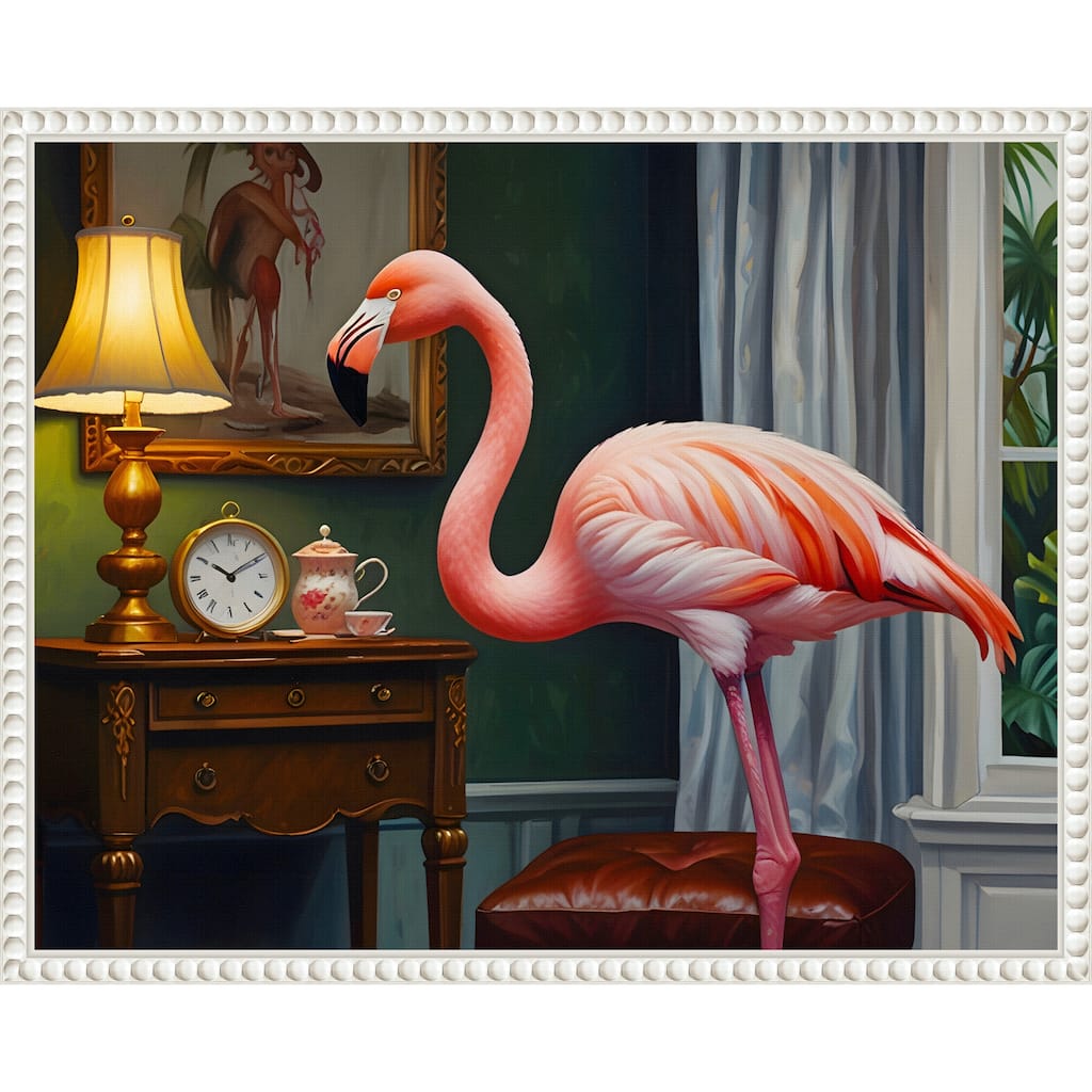 Flamingos Cozy Corner by Kintsugi99 Framed Canvas Wall Art