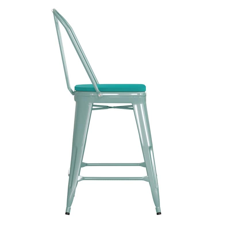 All-Weather Counter Height Stool with Poly Resin Seat