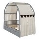 preview thumbnail 12 of 18, Twin Size Daybed with Arched Roof, 2 Drawers, Wood House Canopy Bed with Fabrics Curtain and Light Strip for Kids Teens, Gray