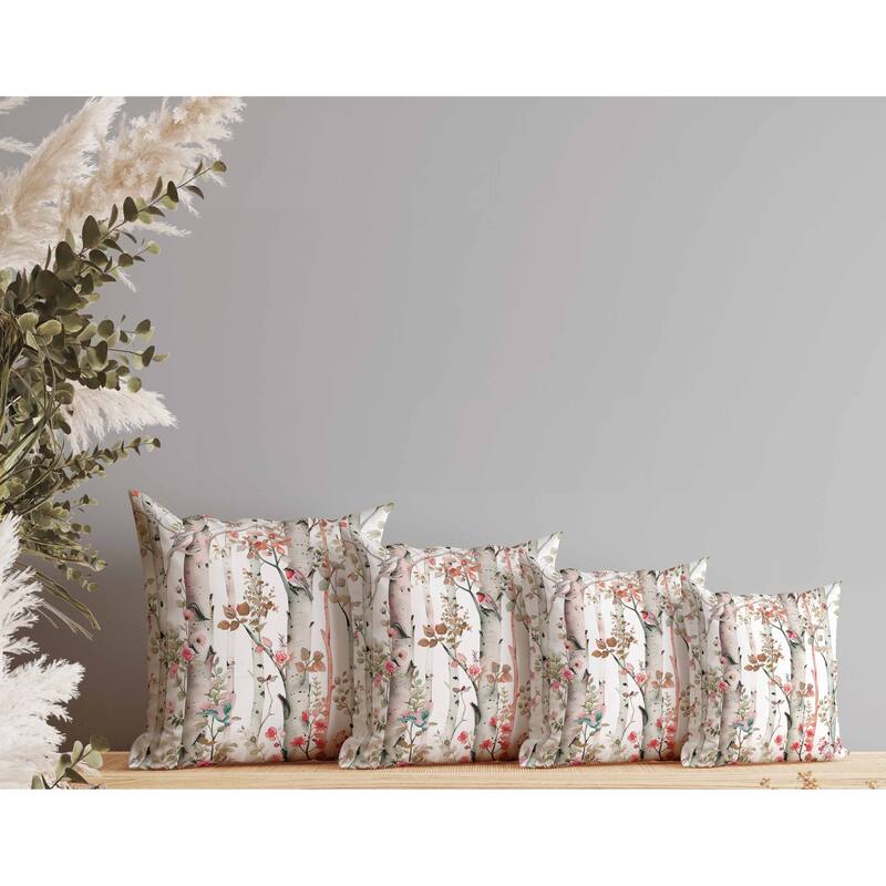 Whispering Woods Faux Suede Reversible Throw Pillow Pink and Green