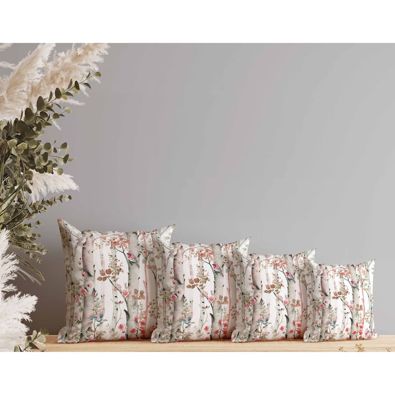 Whispering Woods Indoor/Outdoor Reversible Throw Pillow Pink and Green