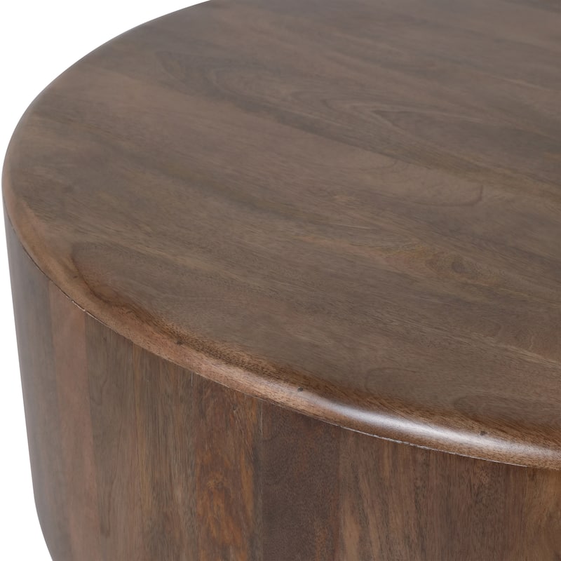 Wood Coffee Table Round Metallic Finish Modern Home Decor - 16" Blue - 36" x 36" x 15.5"